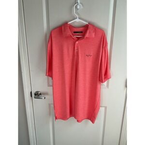 Greg‎ Norman Play Dry Polo Shirt Moisture Wicking Golf Athletic Coral Size M